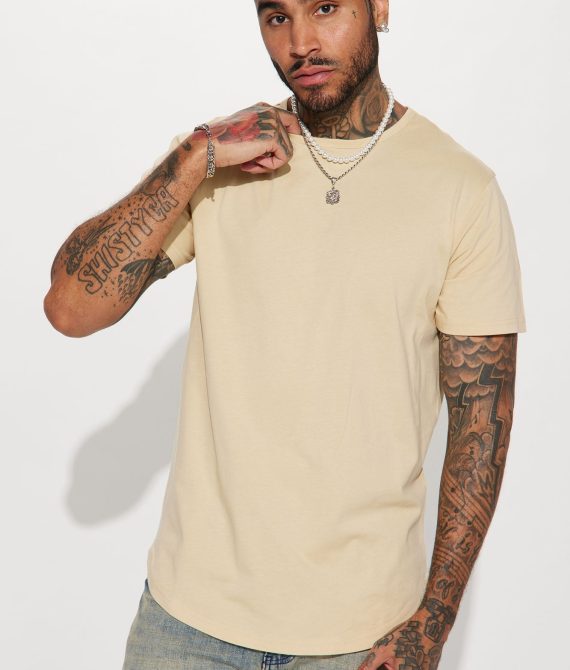 Essential Basic Scallop Tee – Tan